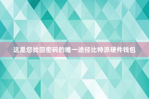 这是您找回密码的唯一途径比特派硬件钱包