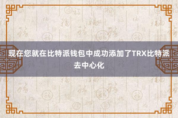 现在您就在比特派钱包中成功添加了TRX比特派去中心化