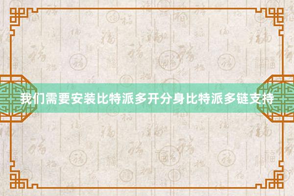 我们需要安装比特派多开分身比特派多链支持