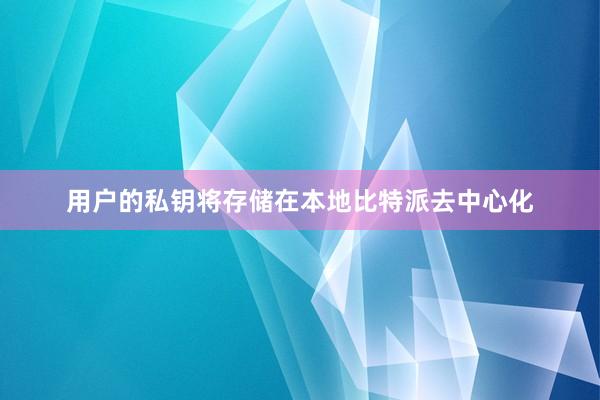 用户的私钥将存储在本地比特派去中心化