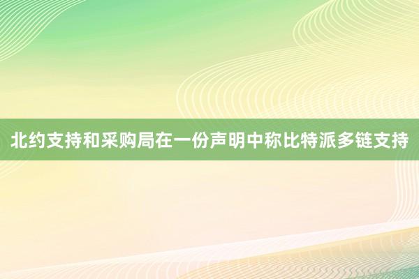 北约支持和采购局在一份声明中称比特派多链支持