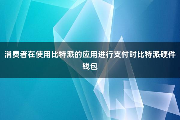 消费者在使用比特派的应用进行支付时比特派硬件钱包