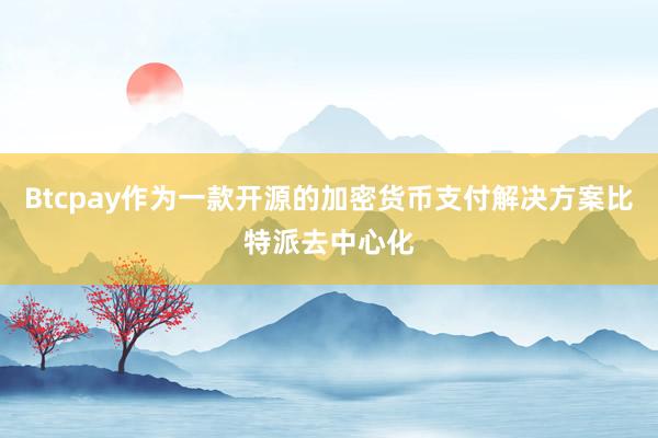 Btcpay作为一款开源的加密货币支付解决方案比特派去中心化