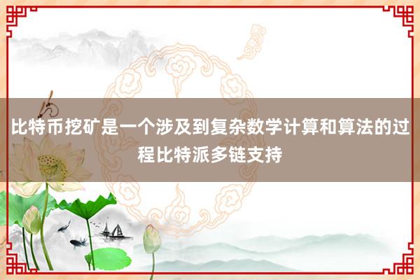 比特币挖矿是一个涉及到复杂数学计算和算法的过程比特派多链支持