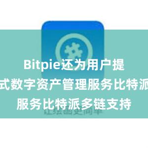 Bitpie还为用户提供了一站式数字资产管理服务比特派多链支持